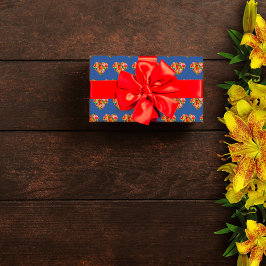 Modern gekleurd hart blauw patroon cadeaupapier