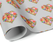 Modern gekleurd hart grijs patroon cadeaupapier (Rol Hoek)