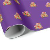 Modern gekleurd hart paarse patroonwikkelpapier cadeaupapier (Rol Hoek)