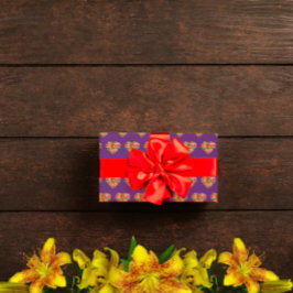 Modern gekleurd paarse hartpatroon cadeaupapier