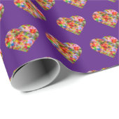 Modern gekleurd paarse hartpatroon cadeaupapier (Rol Hoek)
