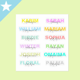 Modern gekleurd script volledige namen, beste wate sticker