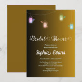 Modern gekleurde hangende Mason Jars Gold Shower Kaart (Voorkant / Achterkant)