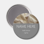 Modern gekreukt papier naam Chore Magneet (Voorkant / Achterkant)