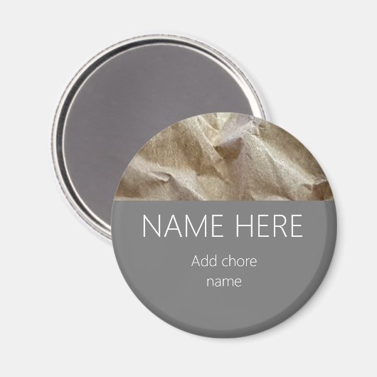 Modern gekreukt papier naam Chore Magneet (Voorkant / Achterkant)
