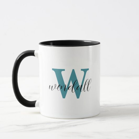 Modern gelaagd gepersonaliseerd monogram mok (Links)