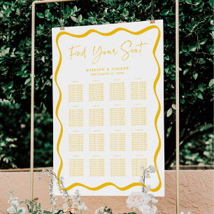 Modern Gele Golf Frame 16 Tafel Stoelen Plattegron Poster