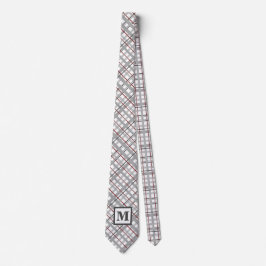 Modern {gelegd Zilver Grijs Rood Monogram Geschenk Stropdas