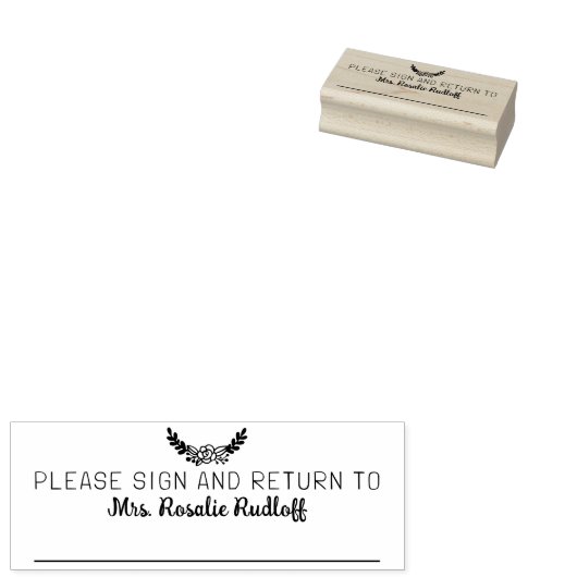 Modern Gelieve te ondertekenen en Terugkeer Aangep Rubberstempel (Gestempeld)