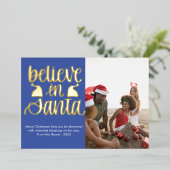 Modern Geloof in Santa Foto Folie Feestdagenkaart (Staand Voorkant)