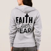 Modern Geloof Over Angst Zwart Op Grijs Hoodie (Achterkant)