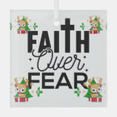 Modern ''GELOOF'' Rendier Zwart Kerst Ornament (Voorkant)