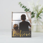 Modern geloven dat Gold Script-foto met Kerstmis Briefkaart (Staand voorkant)