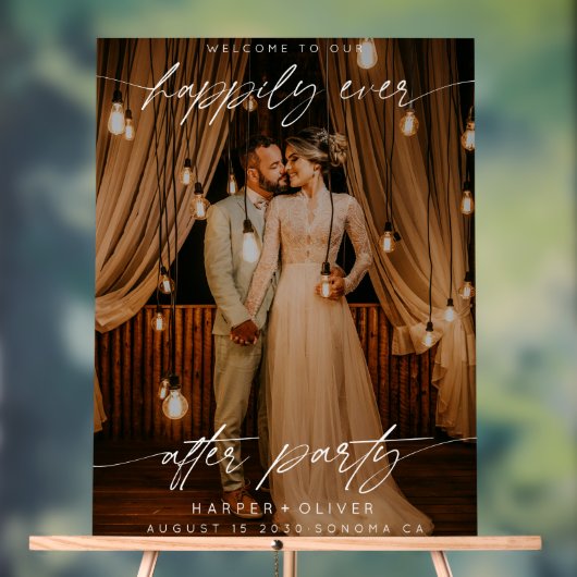 Modern, gelukkig altijd na de feestfoto bruiloft acryl bord (Neutraal)