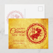 Modern Gelukkig Chinees Nieuwjaar van de Rat 2020  Feestdagenkaart (Voorkant / Achterkant)