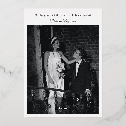 Modern Gelukkig Getrouwd Foto Bruiloft Glam Goud Folie Feestdagenkaart (Achterkant)