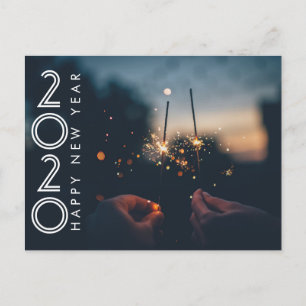 Modern Gelukkig Nieuwjaar 2020 Vuurwerk Sparklers Briefkaart