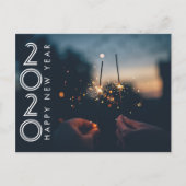 Modern Gelukkig Nieuwjaar 2020 Vuurwerk Sparklers Feestdagenkaart (Voorkant)