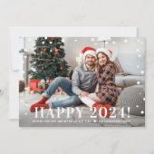 Modern Gelukkig Nieuwjaar 2024 Midnight Confetti F Feestdagenkaart (Voorkant)