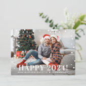 Modern Gelukkig Nieuwjaar 2024 Midnight Confetti F Feestdagenkaart (Staand voorkant)