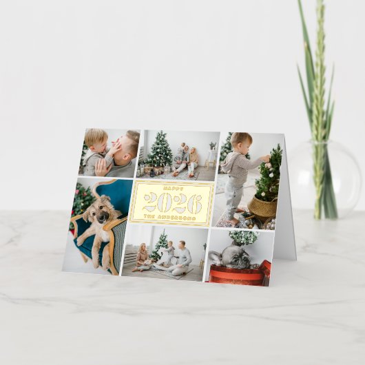 Modern Gelukkig Nieuwjaar 2025 Fotocollage Folie Feestdagenkaart (Voorkant)