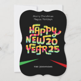 Modern Gelukkig Nieuwjaar 2025 Kleurrijk Gepersona Feestdagenkaart