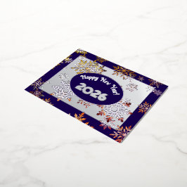 Modern gelukkig nieuwjaar, kleurrijk sneeuwvlokken folie feestdagen briefkaart