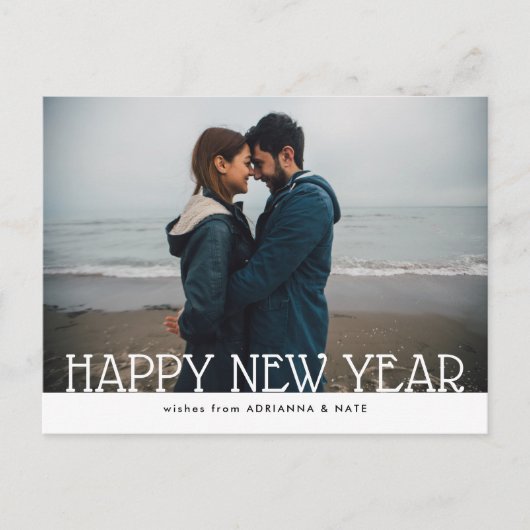 Modern Gelukkig Nieuwjaar Moderne vakantiefoto Feestdagenkaart (Voorkant)