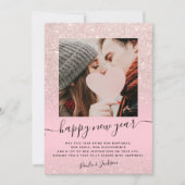 Modern gelukkig Nieuwjaar roos gouden glitter roze Feestdagenkaart (Voorkant)