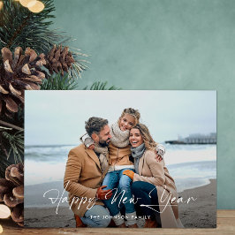 Modern Gelukkig Nieuwjaar Script Foto Feestdagenkaart