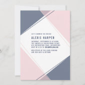 Modern Gem Blush en Navy Bridal Shower Invitation Kaart (Voorkant)