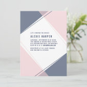 Modern Gem Blush en Navy Bridal Shower Invitation Kaart (Staand voorkant)
