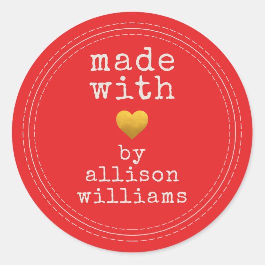 Modern Gemaakt met Liefde Aangepaste Naam Ronde Sticker (Voorkant)