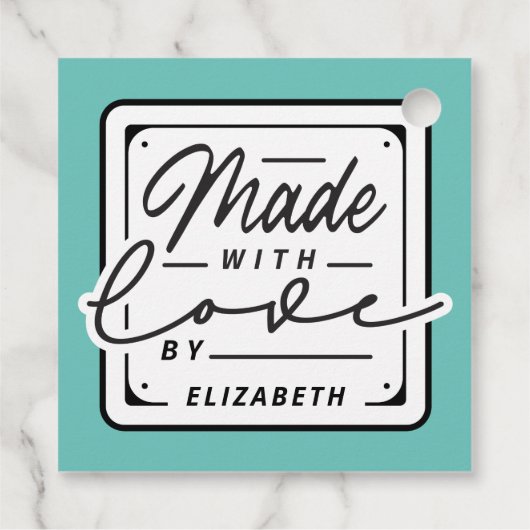 Modern gemaakt met Love Square Label Labels (Achterkant)