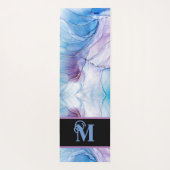 Modern gemarmerd blauw alcohol inkt monogram yogamat (Achterkant)