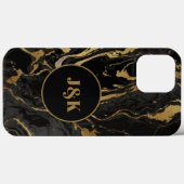Modern gemarmerd Initiaal monogram Case-Mate iPhone Case (Achterkant (horizontaal))