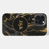 Modern gemarmerd Initiaal monogram iPhone Hoesje (Achterkant horizontaal)