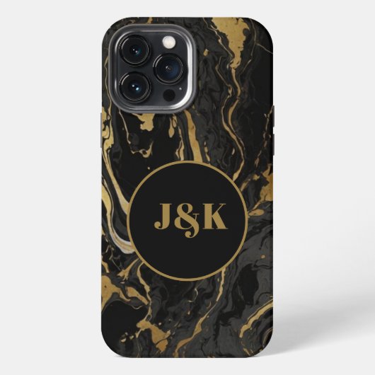 Modern gemarmerd Initiaal monogram iPhone Hoesje (Achterkant)