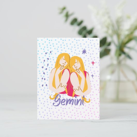 Modern Gemini Twins Zodiac Briefkaart (Staand voorkant)