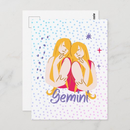 Modern Gemini Twins Zodiac Briefkaart (Voorkant / Achterkant)