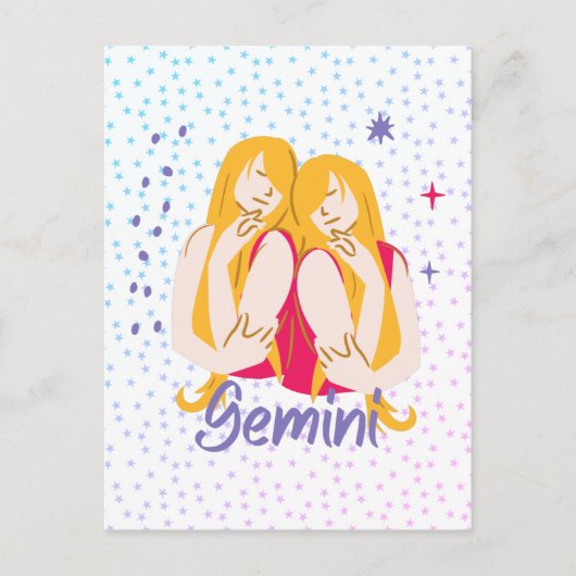 Modern Gemini Twins Zodiac Briefkaart (Voorkant)
