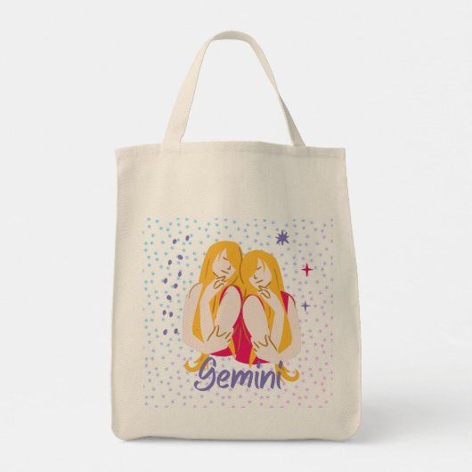 Modern Gemini Twins Zodiac Tote Bag (Achterkant)