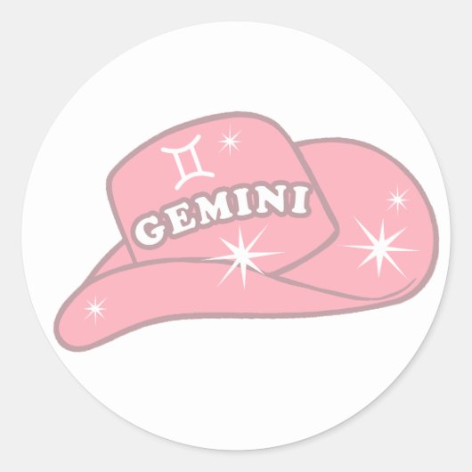 Modern Gemini Zodiac Pink Cowgirl Pet Ronde Sticker (Voorkant)