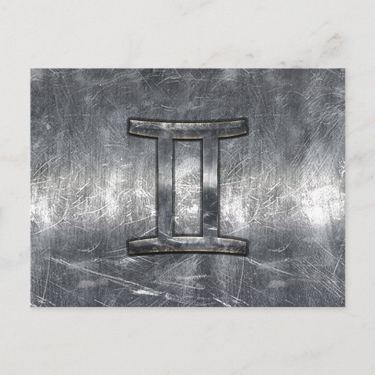 Modern Gemini Zodiac Sign Grunge Distress Style Briefkaart (Voorkant)