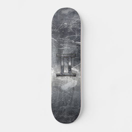 Modern Gemini Zodiac Sign Grunge Distress Style Skateboard (Voorkant)