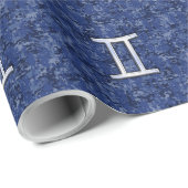 Modern Gemini Zodiac Sign Navy Blue Digital Camo Cadeaupapier (Rol Hoek)