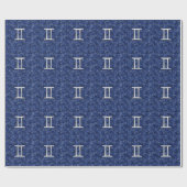 Modern Gemini Zodiac Sign Navy Blue Digital Camo Cadeaupapier (Vlak)