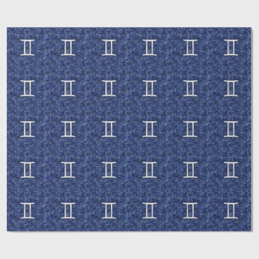 Modern Gemini Zodiac Sign Navy Blue Digital Camo Cadeaupapier (Vlak)