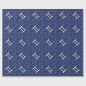 Modern Gemini Zodiac Sign Navy Blue Digital Camo Cadeaupapier (Vlak)