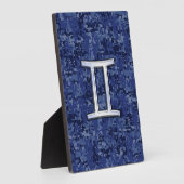Modern Gemini Zodiac Sign Navy Blue Digital Camo Fotoplaat (Zijkant)